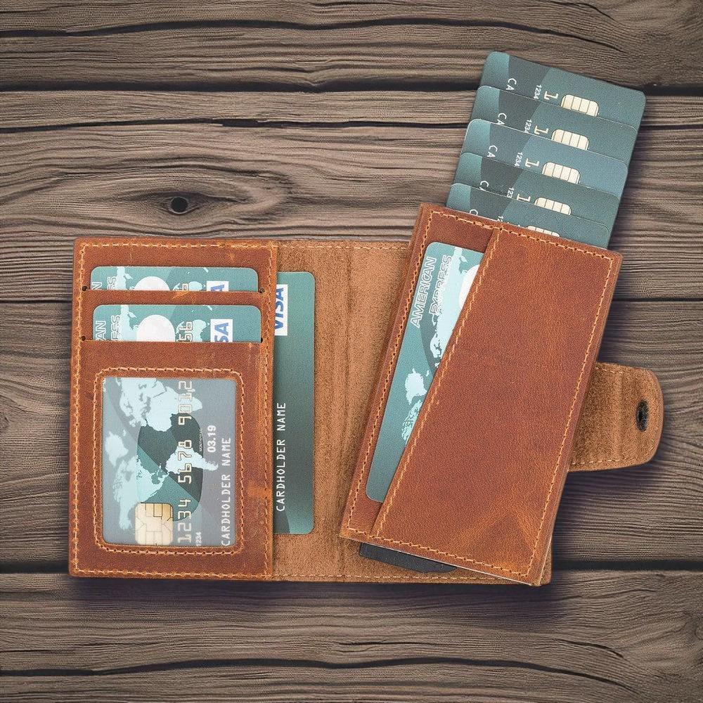 Personalised Leather Pop-Up Wallet – Slim RFID Card Holder, Front Pocket