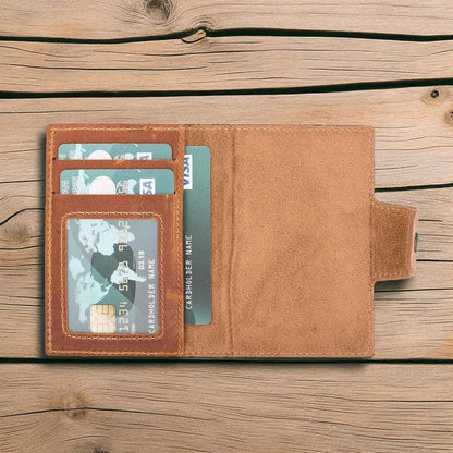 Personalised Leather Pop-Up Wallet – Slim RFID Card Holder, Front Pocket