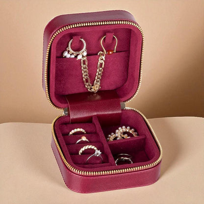 Personalised Genuine Leather Jewellery Box – Travel Organizer, Velvet-Lined