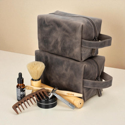 Personalised Leather Dopp Kit – Men’s Toiletry Bag, Travel / Groomsmen Gift