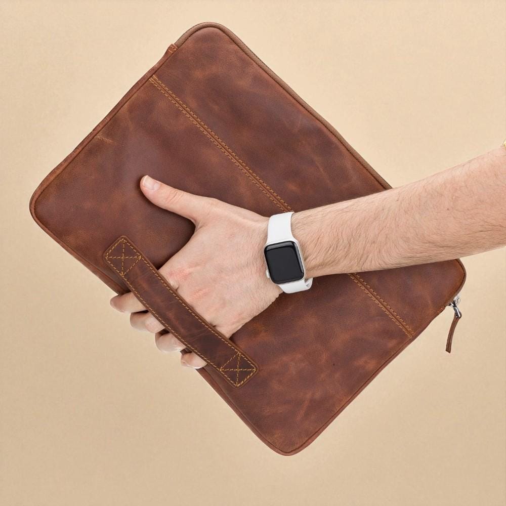 Personalised Leather Laptop Bag – 12", 14", 16" Briefcase / Work Tote