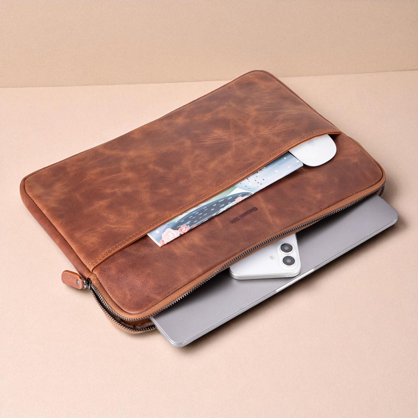 Personalised Leather Laptop Bag – 12", 14", 16" Briefcase / Work Tote