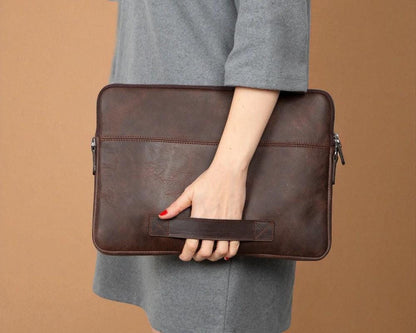 Personalised Leather Laptop Bag – 12", 14", 16" Briefcase / Work Tote