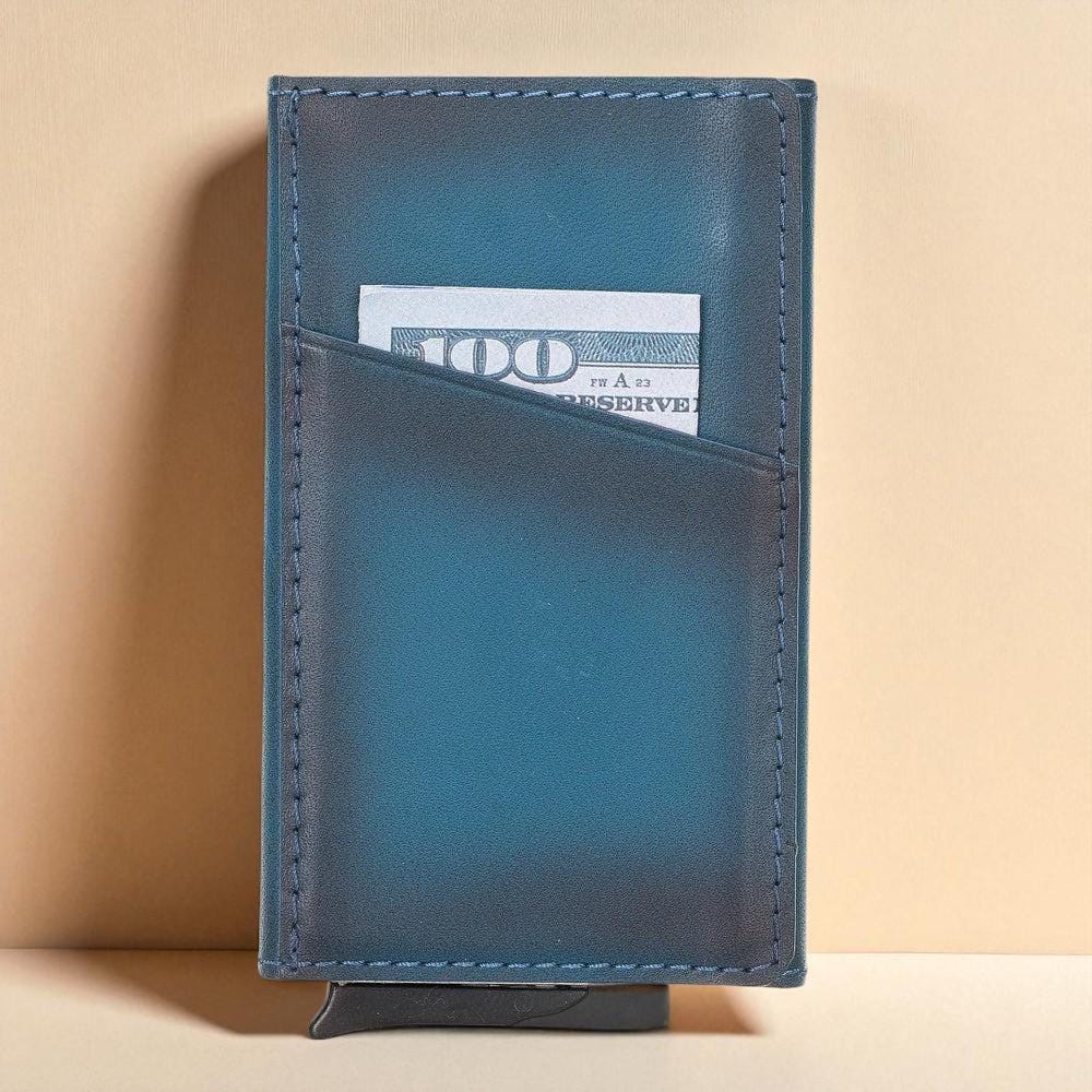 Personalised Leather Pop-Up Wallet – Slim RFID Card Holder, Front Pocket