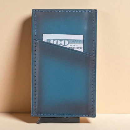 Personalised Leather Pop-Up Wallet – Slim RFID Card Holder, Front Pocket