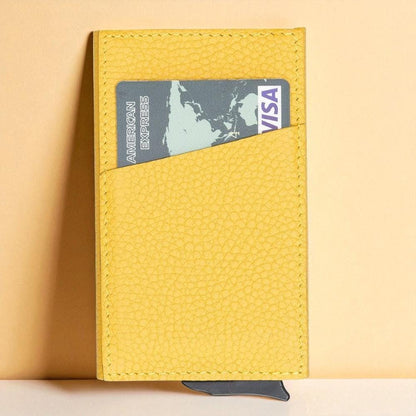 Personalised Leather Pop-Up Wallet – Slim RFID Card Holder, Front Pocket