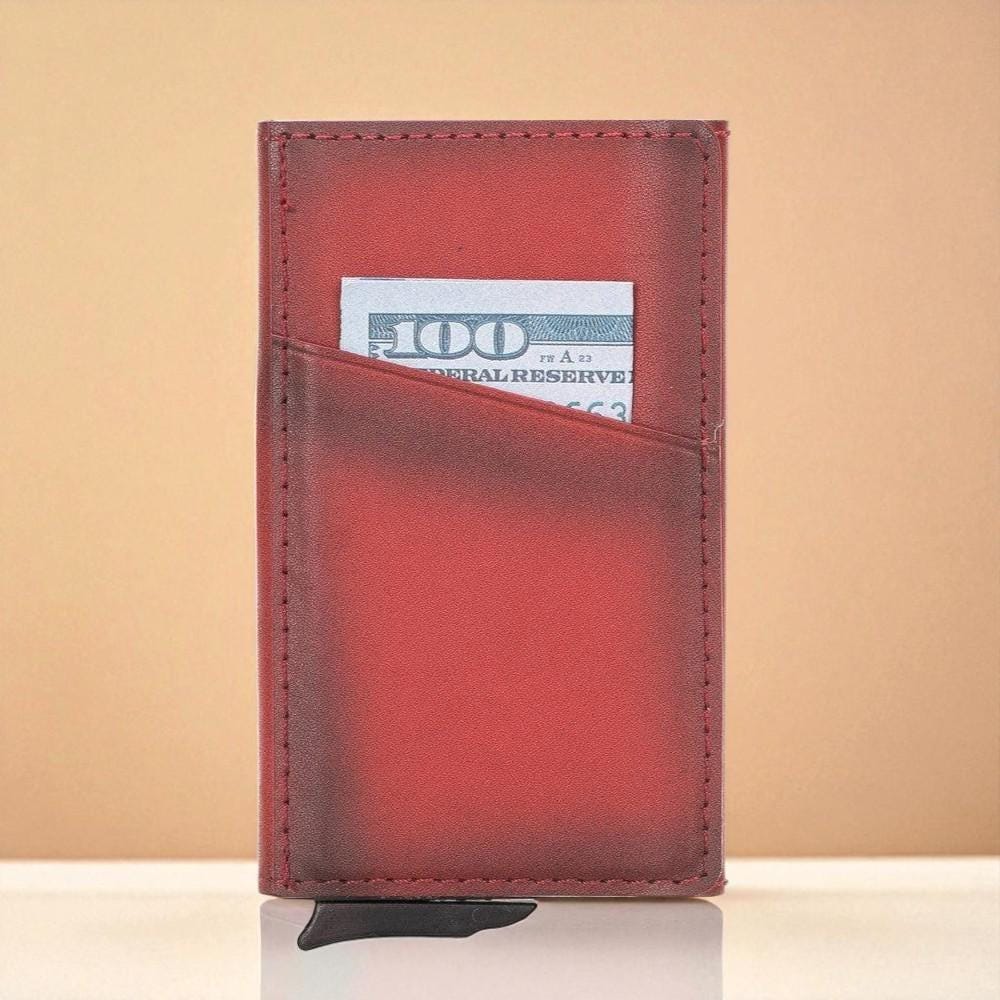 Personalised Leather Pop-Up Wallet – Slim RFID Card Holder, Front Pocket