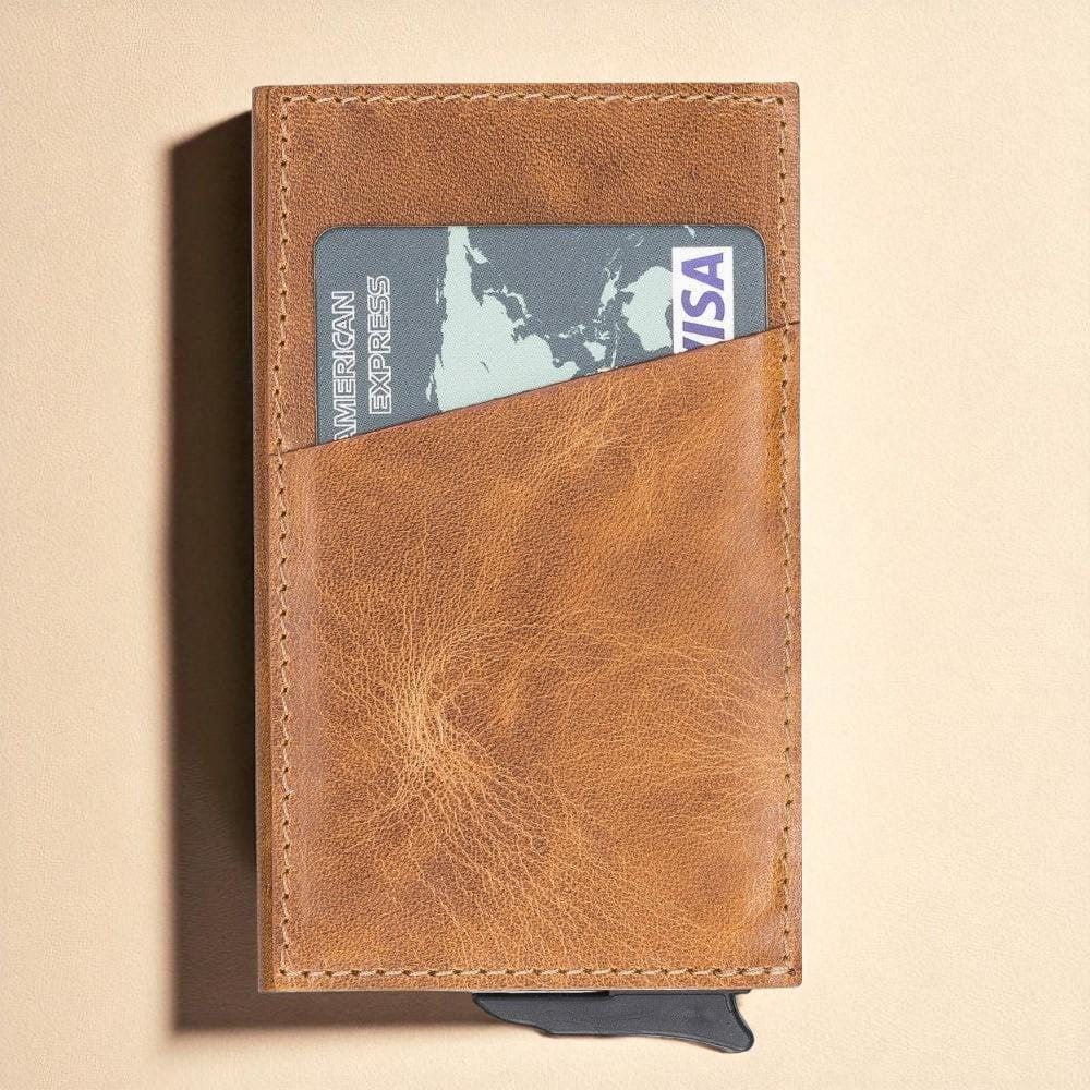 Personalised Leather Pop-Up Wallet – Slim RFID Card Holder, Front Pocket